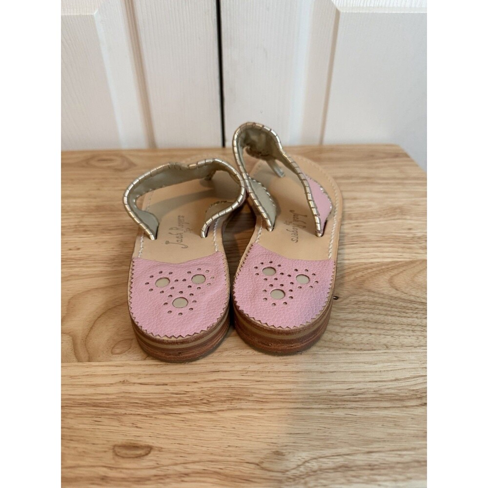 JACK ROGERS Pretty in Pink Metallic Sandals Since 1960 Leather Upper Size 8 M - Picture 3 of 9